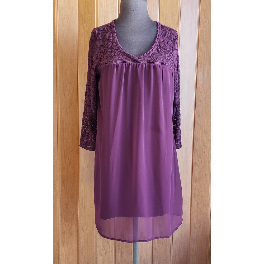 As U Wish size large 3/4 sleeve purple tunic